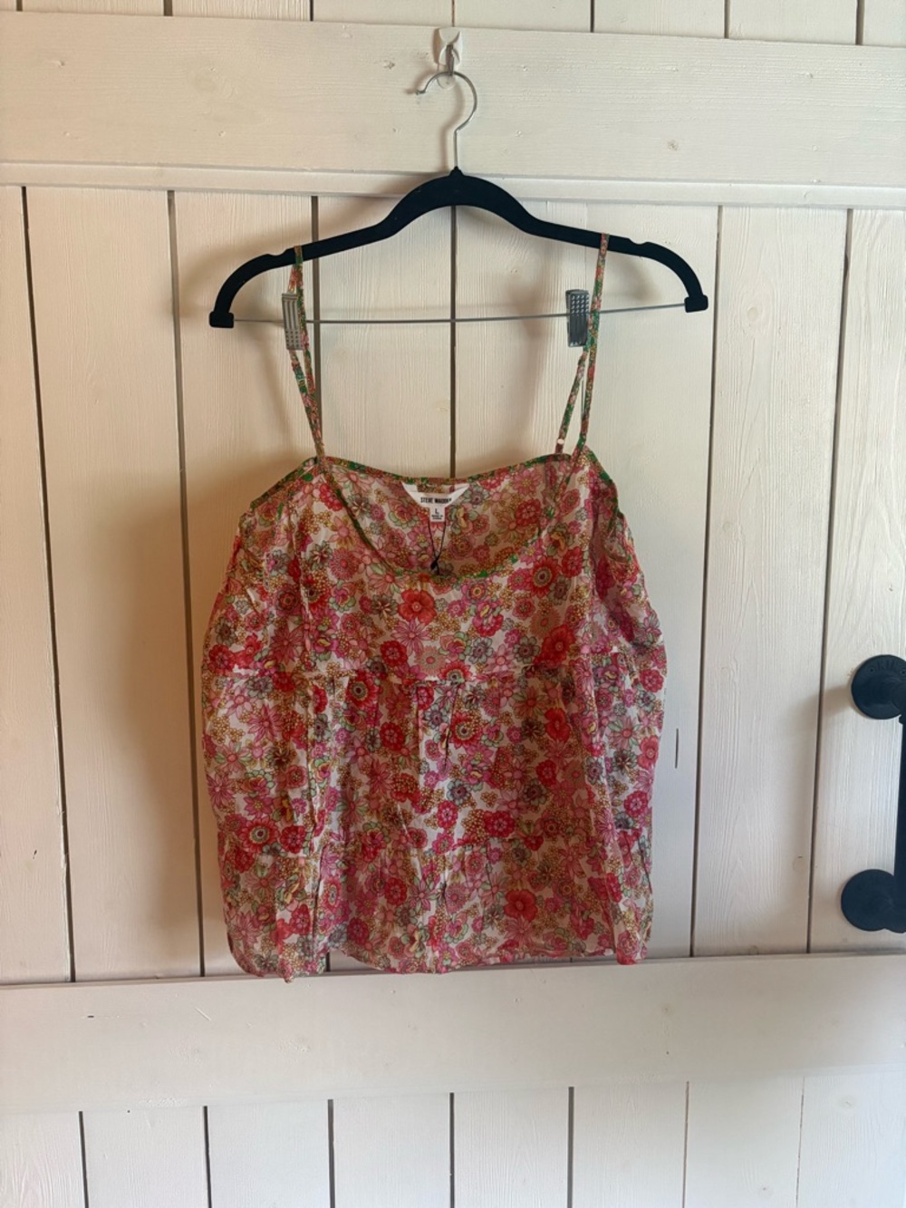 Steve Madden Pink Green Floral Spaghetti Strap Camisole